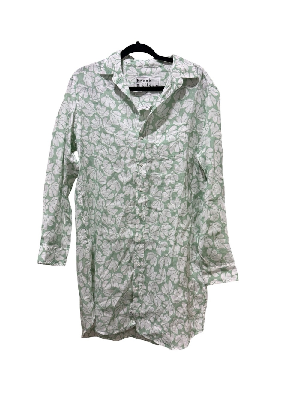 Frank & Eileen Mint Floral Linen Mary Shirt Dress Size Medium